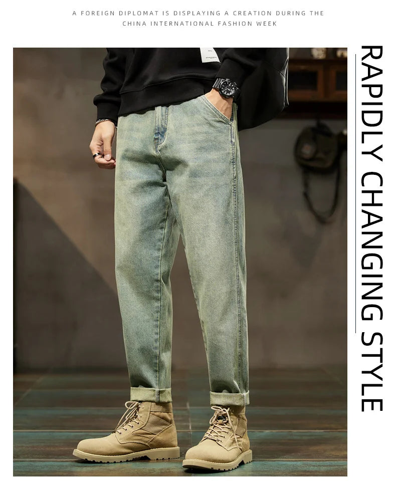 Men's Retro Loose Denim Harem Pants | Harajuku Style
