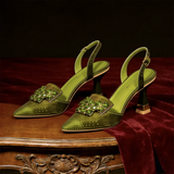 Women's Pointed-Toe Slingback Stiletto Heels with Sparkle Detail
