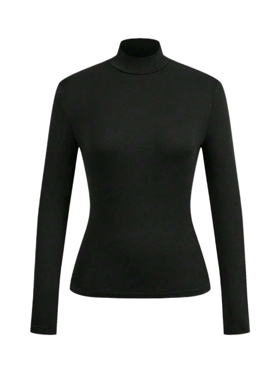 2-Piece Women's High-Neck Brushed Thermal T-Shirt Set - Made in USA