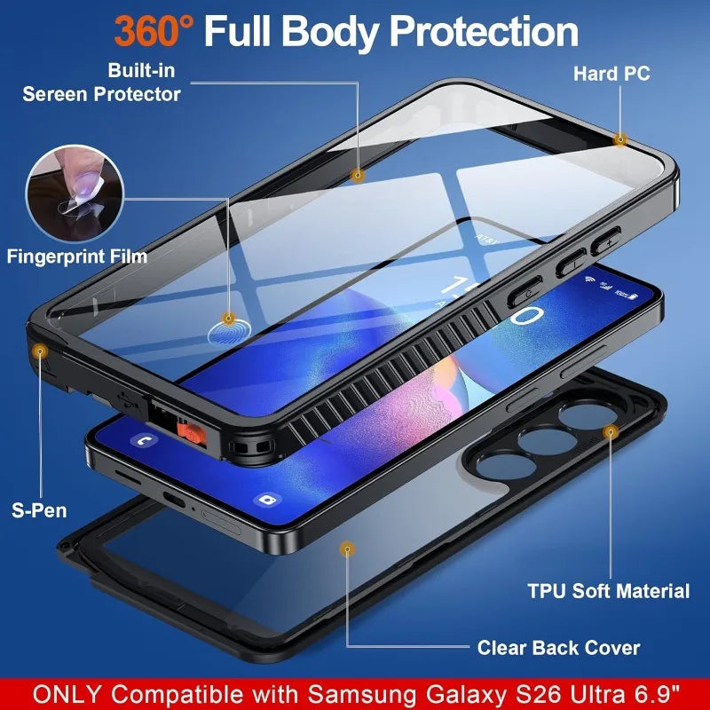 IP68 Waterproof Samsung Galaxy Case with Screen Protector