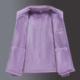 Women's Fleece Zip-Up Jacket with Embroidered Stand Collar