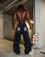 Y2K Patchwork Stripe Fur-Trim Jeans
