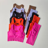 2PCS Women's Seamless Yoga Set - Shockproof Sports Bra & Leggings
