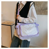Fashion Transparent Ita Bag Large Capacity College Style Shoulder Bag Canvas Jk Handbag Women Tote Bag College Style