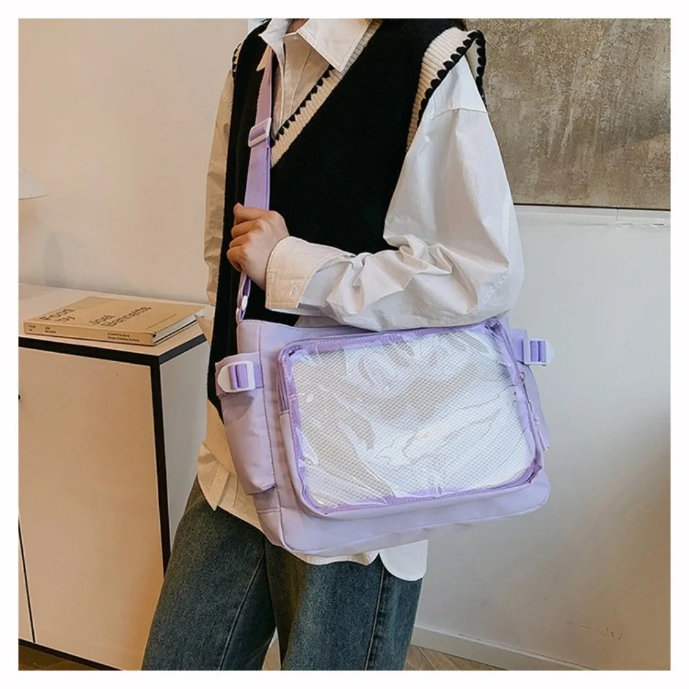 Fashion Transparent Ita Bag Large Capacity College Style Shoulder Bag Canvas Jk Handbag Women Tote Bag College Style