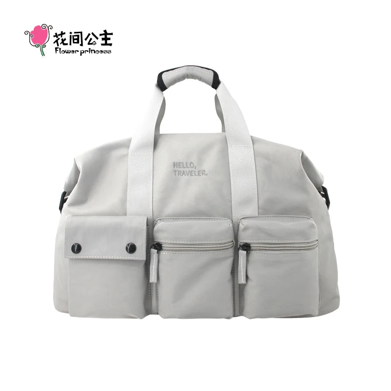 Flower Princess Traveler's Short Distance Travel Bag Crossbody Large Capacity Multi Layer Fashion Luggage Bag for Men and Women