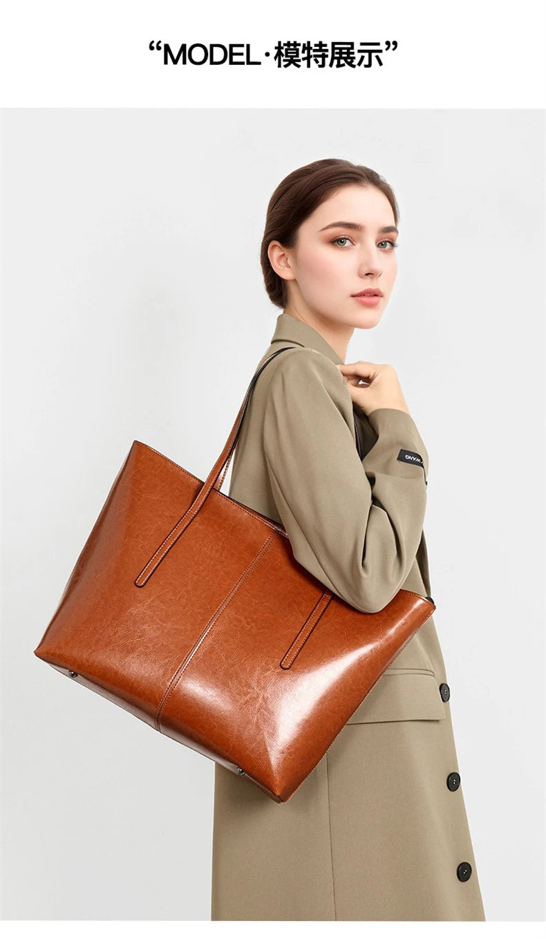 Burminsa Vintage Genuine Leather Tote Bag for Women