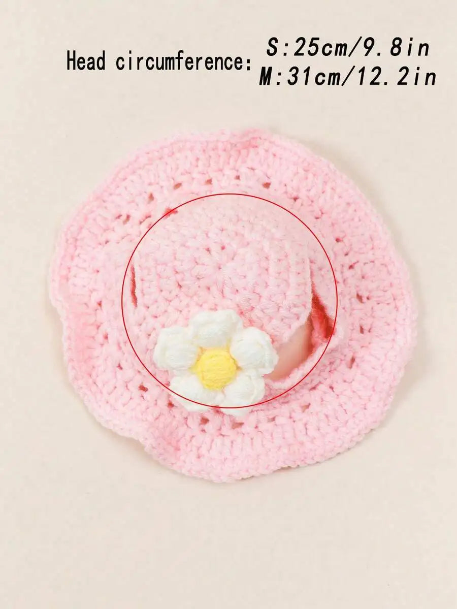 Floral Knit Hat for Cats & Small Dogs — One Size