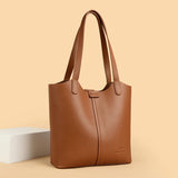 Genuine Brand Soft Leather Shoulder Bag For Women Casual Tote Bag Female Solid Color Purse Simple Design Handbag Commuting Sac