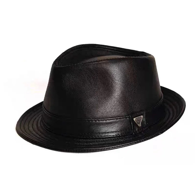 Men's Genuine Leather Cowhide Fedora Hat