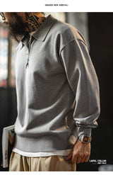 Maden Men's Vintage Long Sleeve Knit Polo