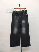 Men's Washed Blue Loose Straight-Leg Jeans