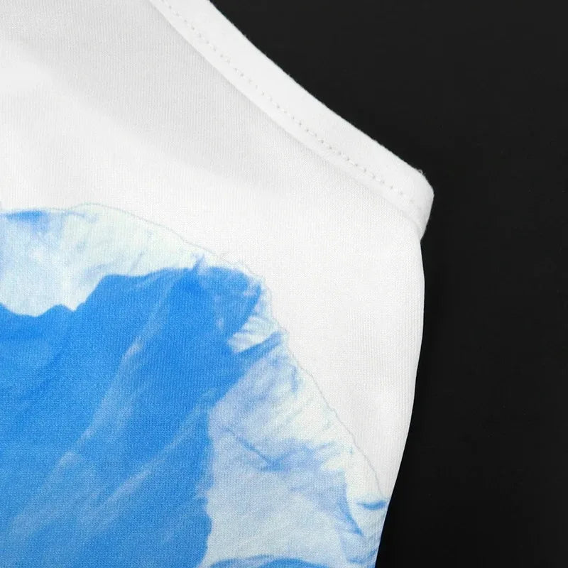 Chic Summer White Mini Dress | Elegant Sleeveless Print Streetwear