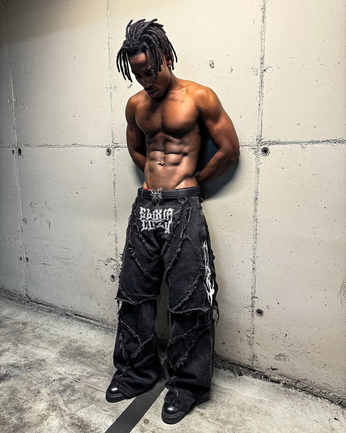 Y2K Patchwork Stripe Fur-Trim Jeans