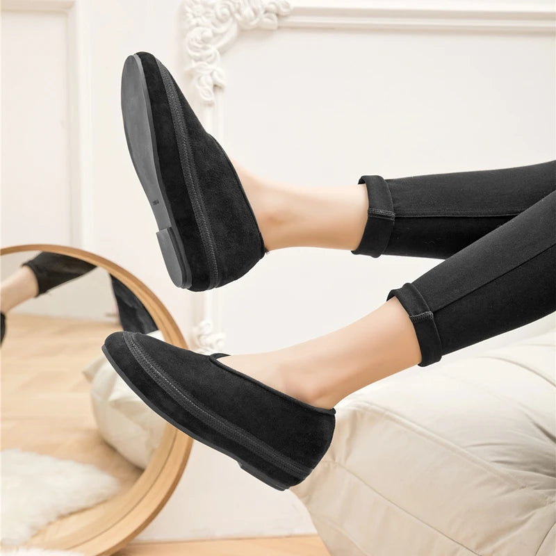 AIYUQI Women's Fur-Lined Leather Ballet Flats – Winter Comfort