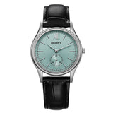BERNY Watches for Men Luxury Slim Classic Stylish Dress Quartz Watch Stainless Steel Case Elegance Leather Band Wristwatch
