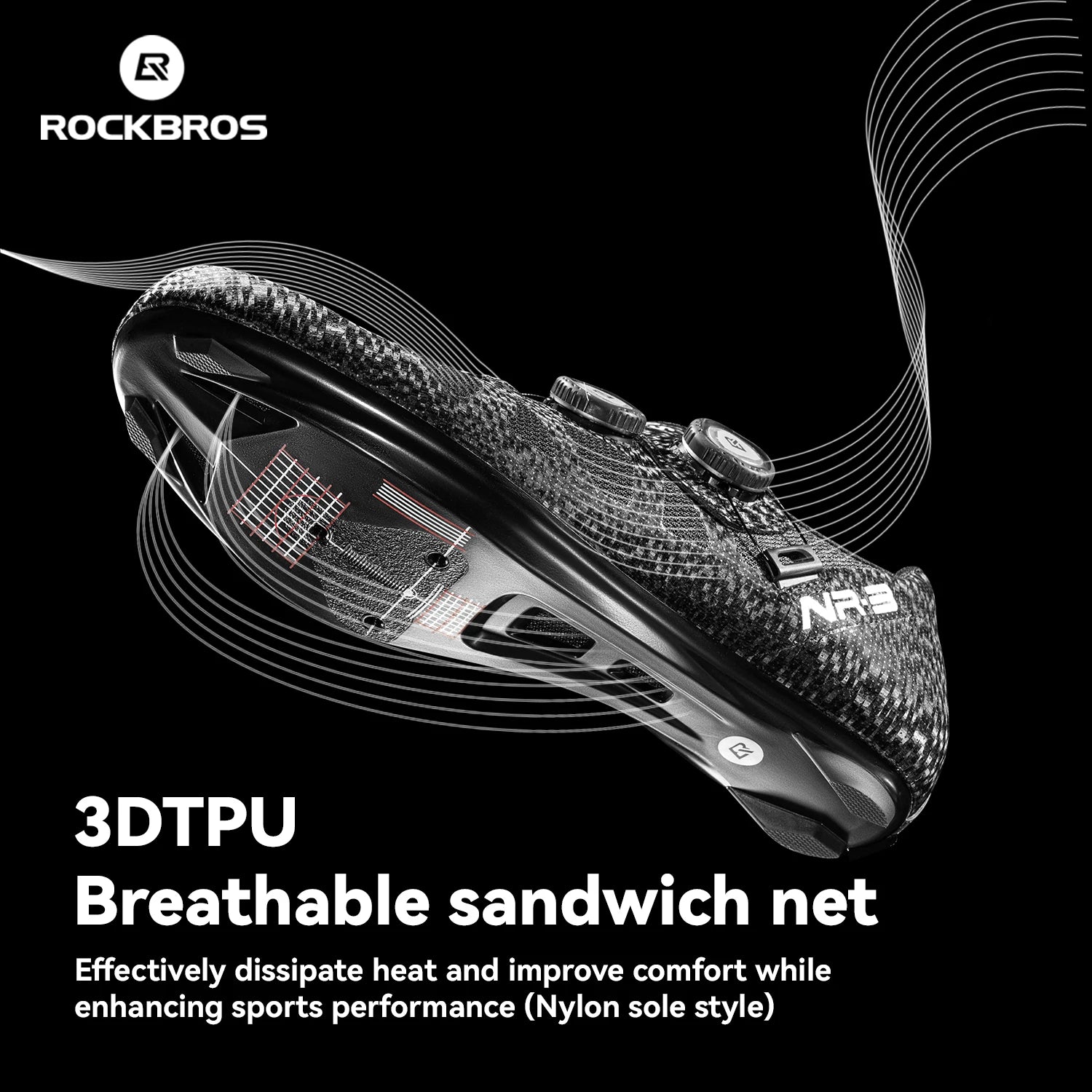 ROCKBROS Professional Cycling Shoes Knob Buckle Fastening Road Bike Self-Locking Shoes Bicycle SPD Cleats Shoes Cycling Footwear