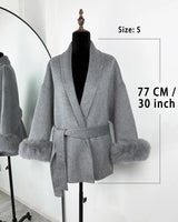 Elegant Fox Fur & Double-Sided Wool Coat