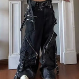 Gothic Punk Wide-Leg Cargo Jeans | Y2K Baggy Denim