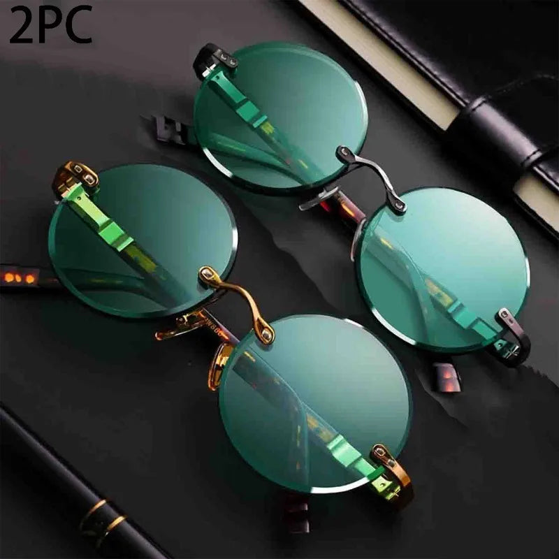 Rimless Round Sunglasses – UV400 Alloy Frame
