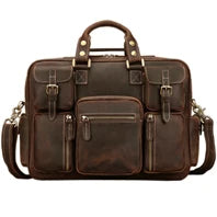Fashion Multi-Function Full Grain Genuine Leather Travel Bag Men's Leather Luggage Travel Bag Duffle Bag Large Tote Weekend Bag