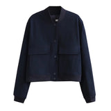 Women’s Vintage Utility Bomber Jacket – Chic Button-Down Outerwear