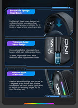 ONIKUMA Wireless Gaming Headset 2.4G/Wired/Bluetooth 3 Modes Bendable HD Mic Soft Ear Pads Immersive Sound for PC/PS4/5 GT808