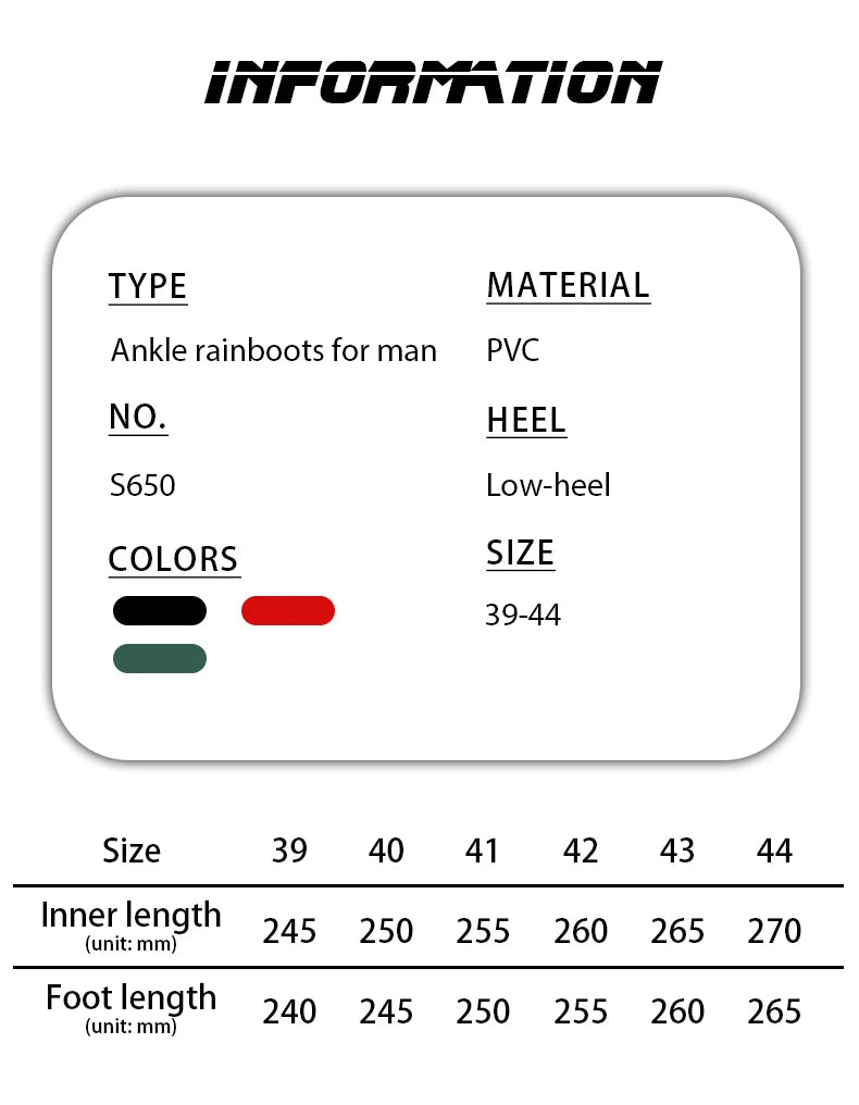 Fashionable Adult Short Rain Boots Waterproof Ankle Shoes Anti-Slip Durable Rubber Footwear For Men Women Suitable for Rainy Day