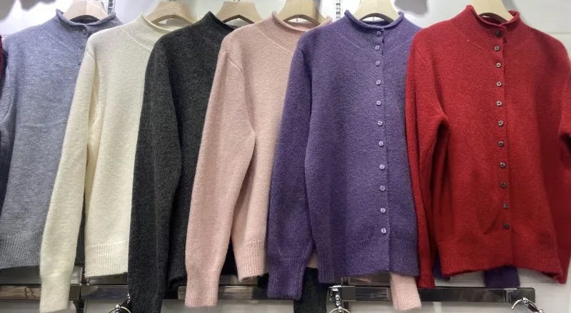 Women's Stand Collar Knit Cardigan Sweater