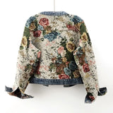 Retro Jacquard Denim Jacket | USA-Made Women's Cropped Spring Coat