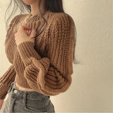 Women's Loose-Fit Crew Neck Knit Sweater