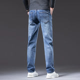 2025 Autumn New Men Regular Fit Stretch Jeans Classic Style Smoky Gray Fashion Casual Denim Pants Male Brand Trousers Blue