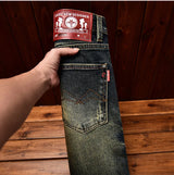 Men’s Vintage-Wash Slim-Fit Straight-Leg Jeans