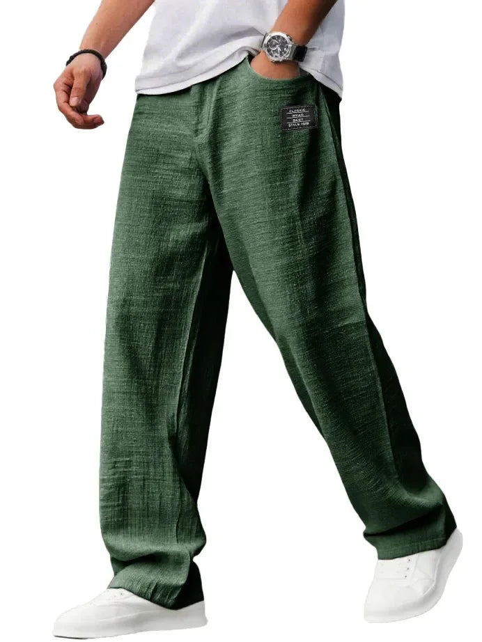 Men's Loose Fit Cotton Straight-Leg Pants