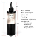 Venalisa Long Wear Tempered Top Coat Reinforce Gel Refill Package Soak Off UVLED Nail Gel Polish Big Volume 225g/30ml Base Gel
