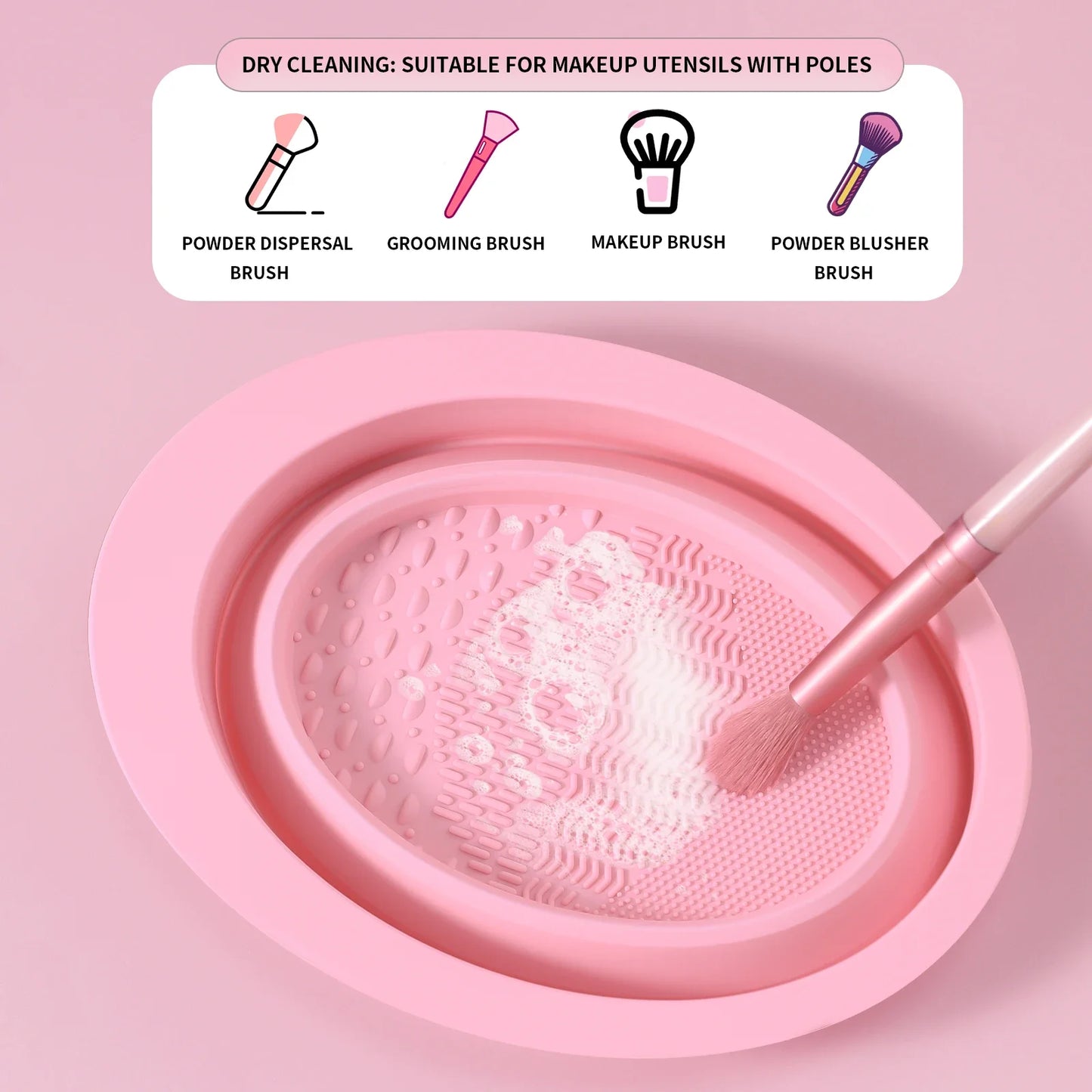 USA-Made Silicone Makeup Brush Cleaner Pad & Foldable Cleaning Bowl