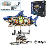 Mechanical Sea Animals Building Blocks DIY Movable Whale Octopus Manta Shark Piranha Creative Technical MOC Desktop Decor Gift