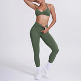 Women 2pcs Patchwork Sport Yoga Suit Training Sleeveless Sport Gym Tops Tummy Control Slimming Booty Leggings Yoga Suit Sports