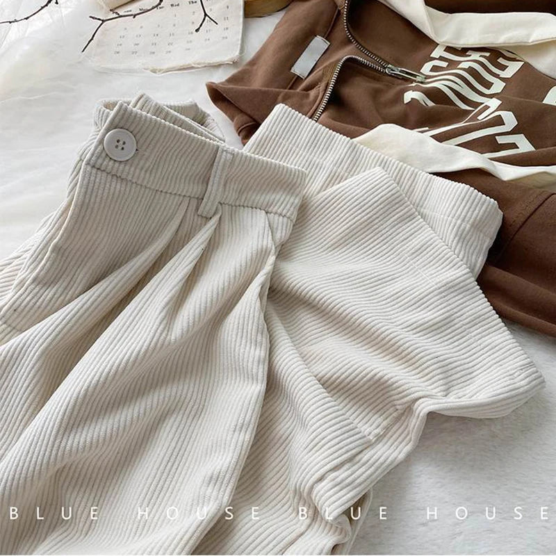 Women's High-Waist Corduroy Wide-Leg Pants