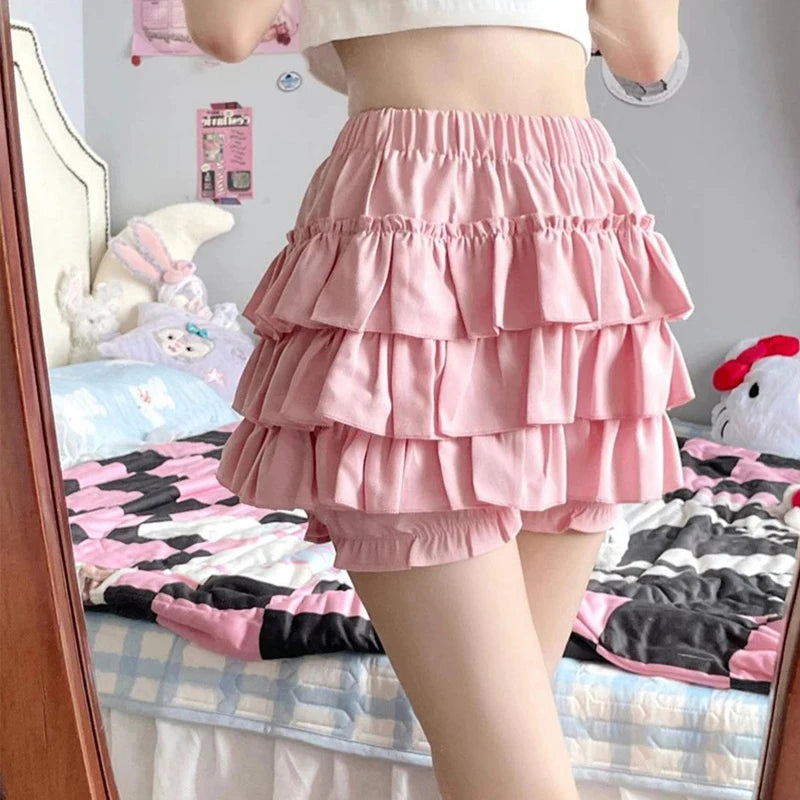High-Waist Ruffle Mini Skirt with Bow Detail
