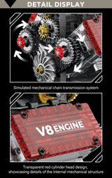 V8 Engine Motorized Simulation Brick Model Electrically Drive Building Blocks Technical Car Parts Creative Toys Gifts Adult