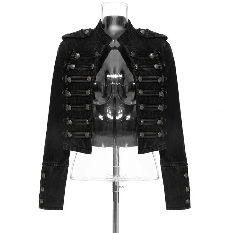 Split-Button Cropped Denim Jacket – Streetwear Jean Outerwear