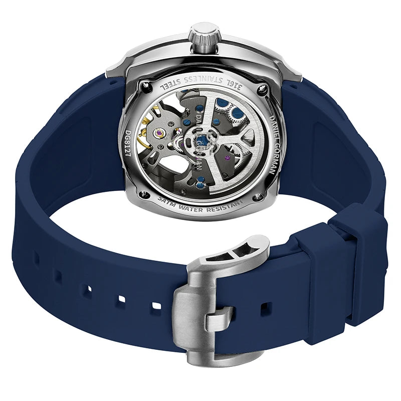 Men Automatic Mechanical Watch Fashion Sport Wristwatch Silicone Band