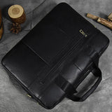 Luufan Genuine Leather Men's Business Handbag 15" Laptop Briefcase Bag Male A4 Document Shoulder Message Computer Bag Work Tote