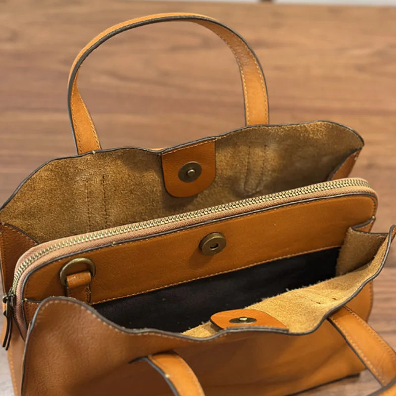 2026 spring new portable top layer cowhide women's casual Tote bag small leather single shoulder crossbody bag
