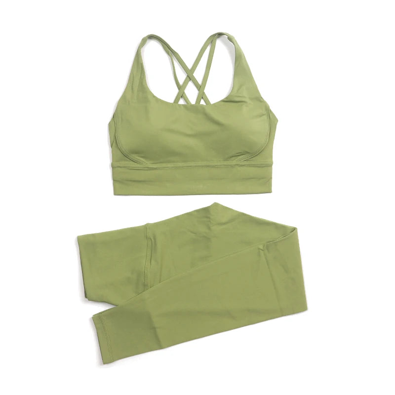 Women's Yoga Set with Sports Bra & High-Waist Leggings
