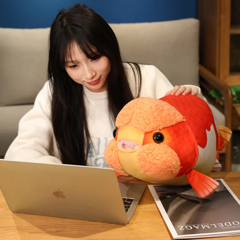 50cm Lifelike Fish Plush Stuffed Toy Goldfish Big Head Soft Pillow for Zoo Park Souvenir Lovely Lan Shou Animal Plushie