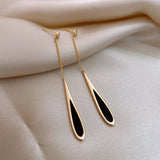 European and American Black Drop Tassel Long Earrings 2023 New Fashion Party Luxury Accessories For Women‘s Temperament Jewelry