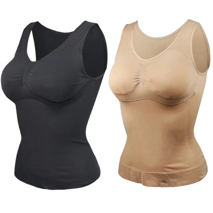 Women’s 2-in-1 Tummy Control Shapewear Tank Top with Padded Bra