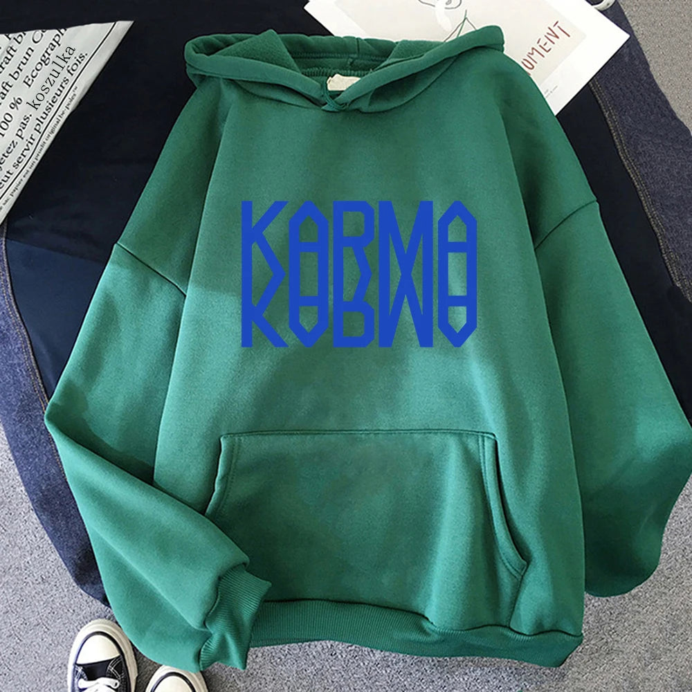 KARMA Vintage-Inspired Fleece Pullover Hoodie